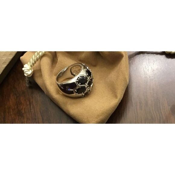 10 Ct. Oval Cut Midnight Genuine Sapphire Cluster Gemstone Ring Sz 7 - Picture 3 of 7